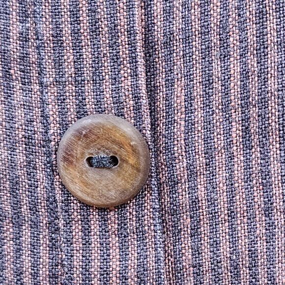 Flax by Angelheart Women's Vintage Drop Waist 100% Linen Stripe Maxi Dress - L - Picture 4 of 7